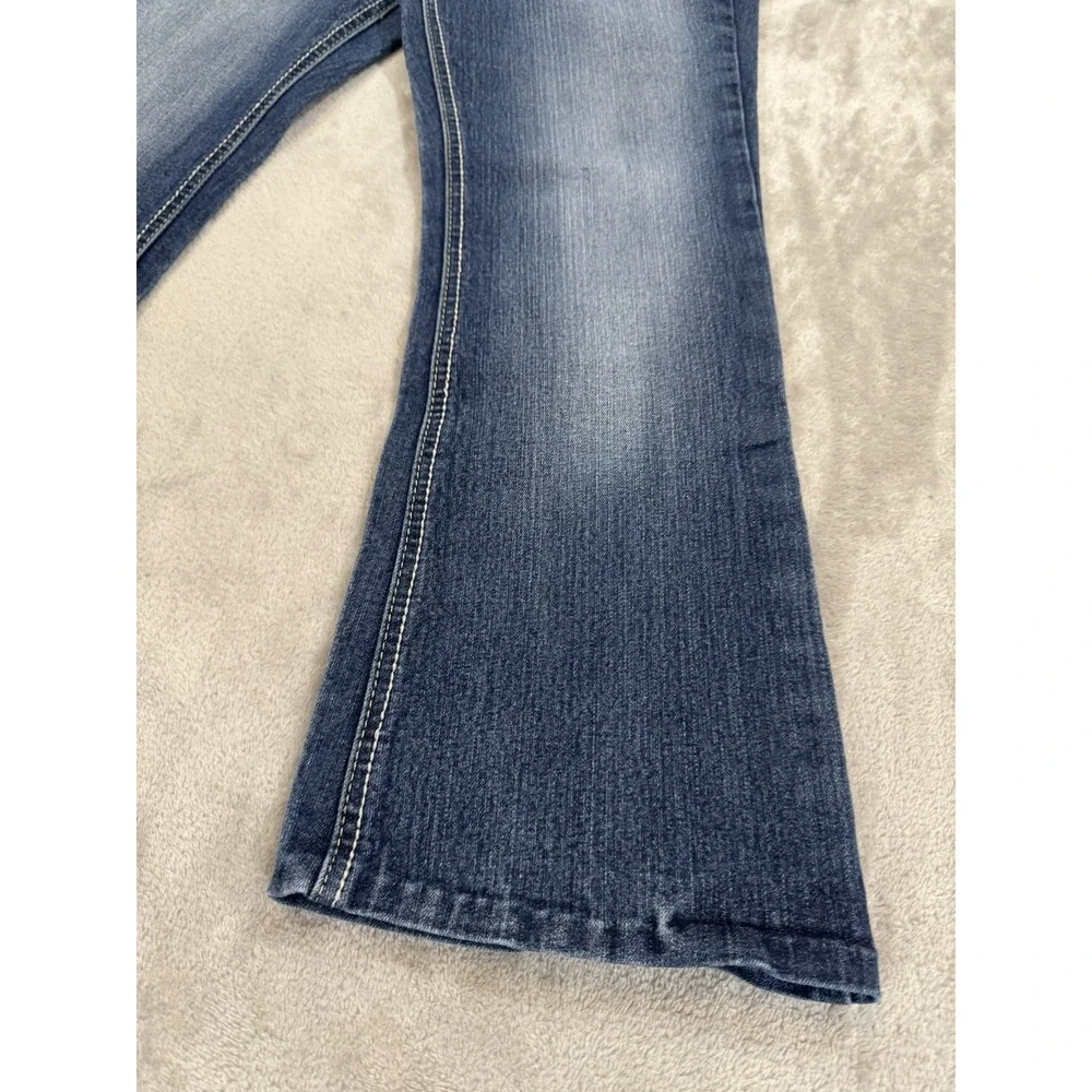 lei Jeans Juniors 7 L24 Blue Sophia Hipster Flare Stretch Denim Flap Pockets‎